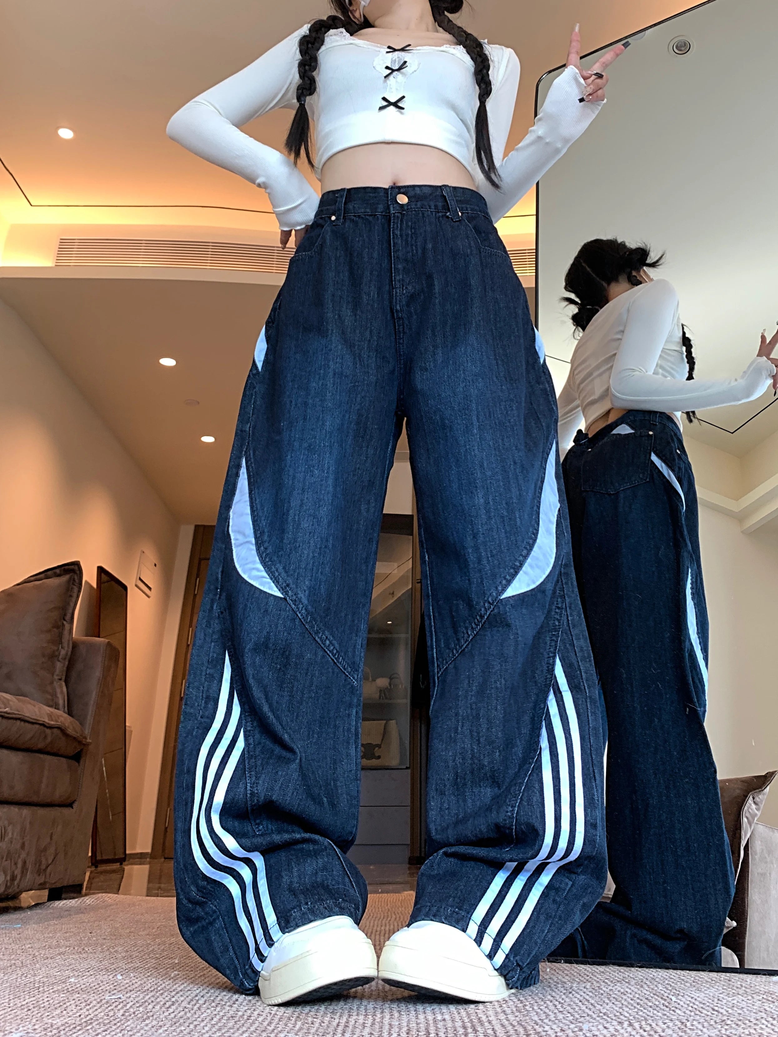 Striped Wide Jeans